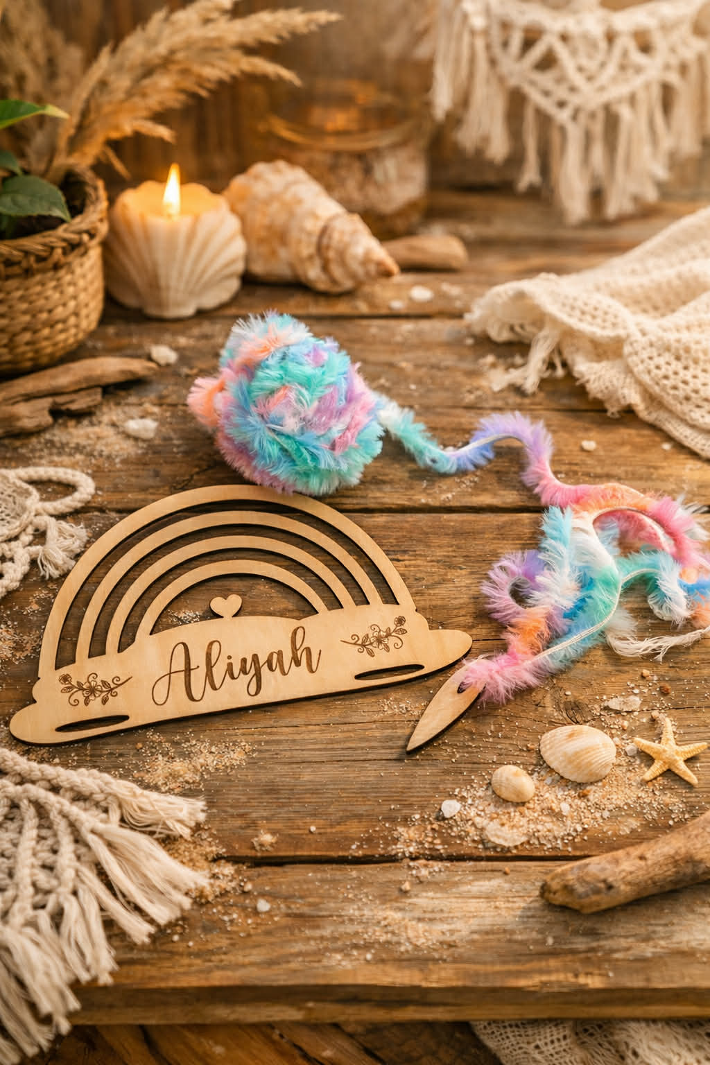 Kit arc-en-ciel en bois à customiser découpé au laser