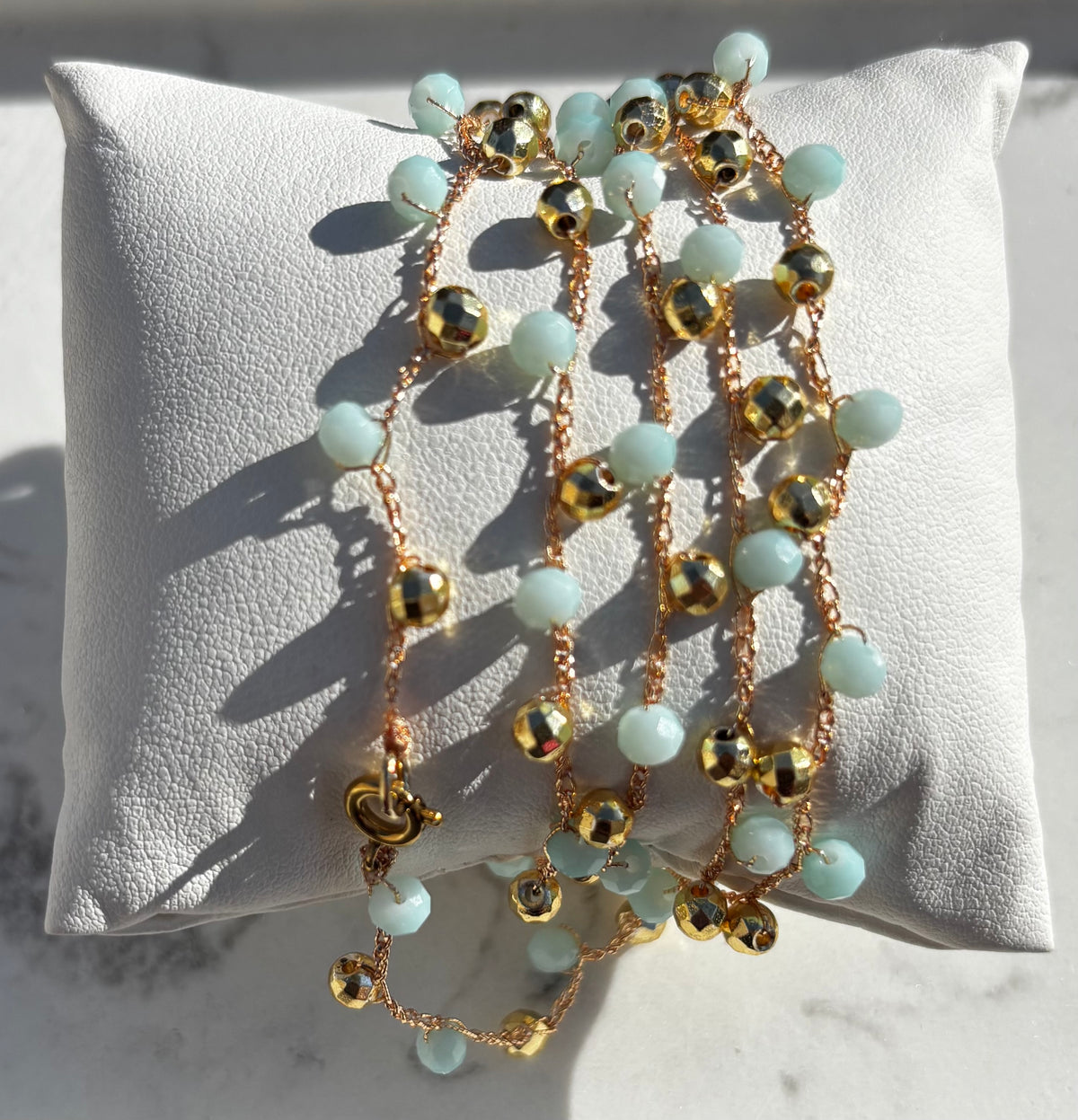 Lien d’Azur – Bracelet 5 tours convertible en collier long