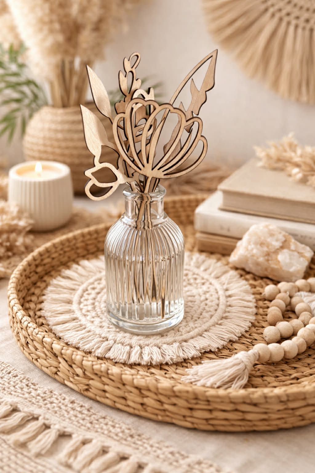 Fleur en bois découpée au laser – détail