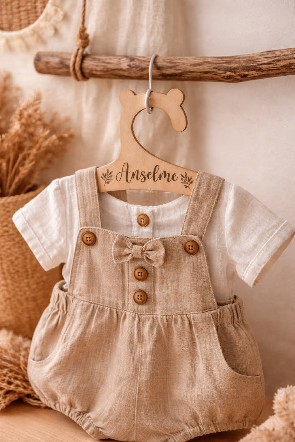 Cintre bébé personnalisé en bois – Lot de 3